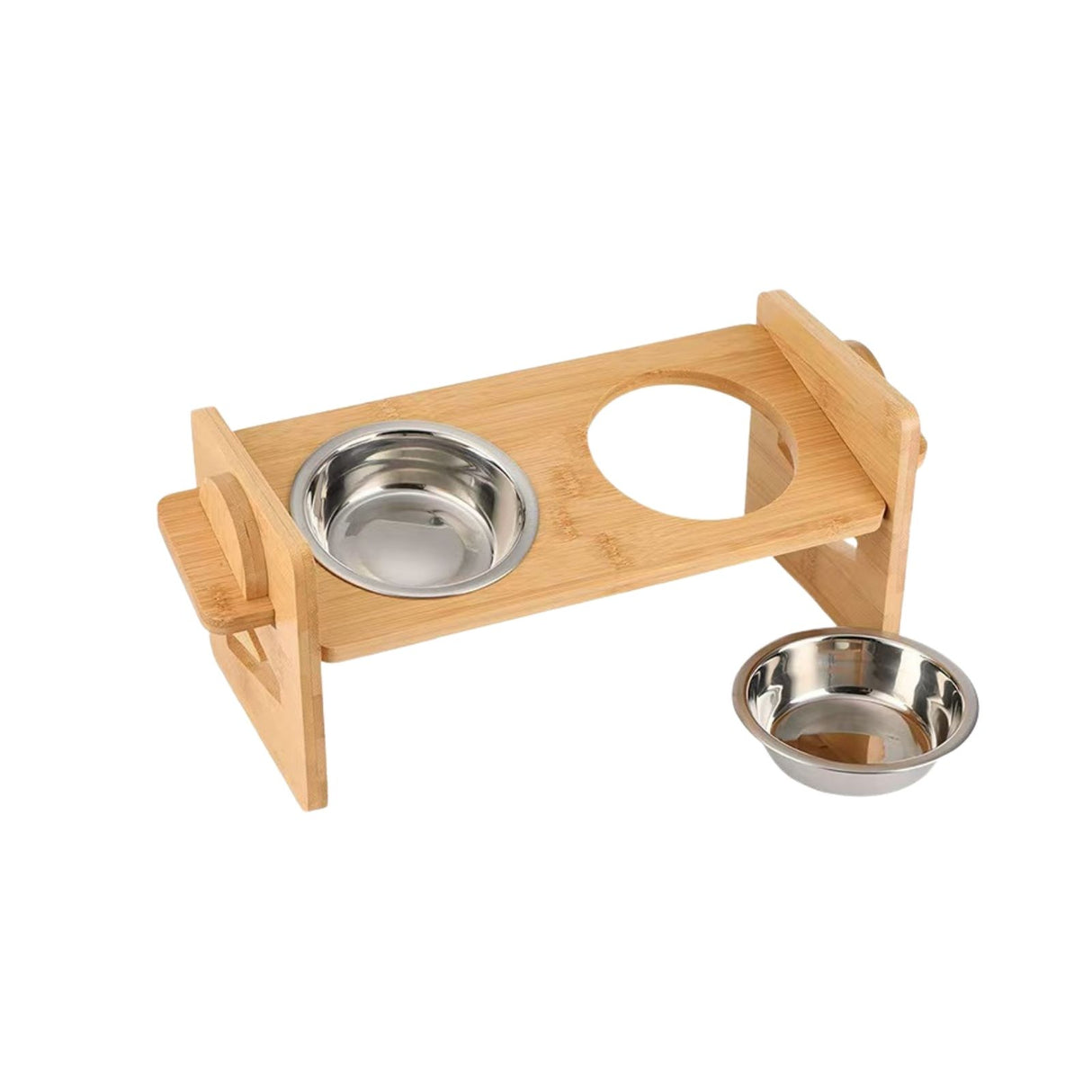 Doppelnapf aus Holz Verstellbarer Futternapf Futterstation Fressnapf