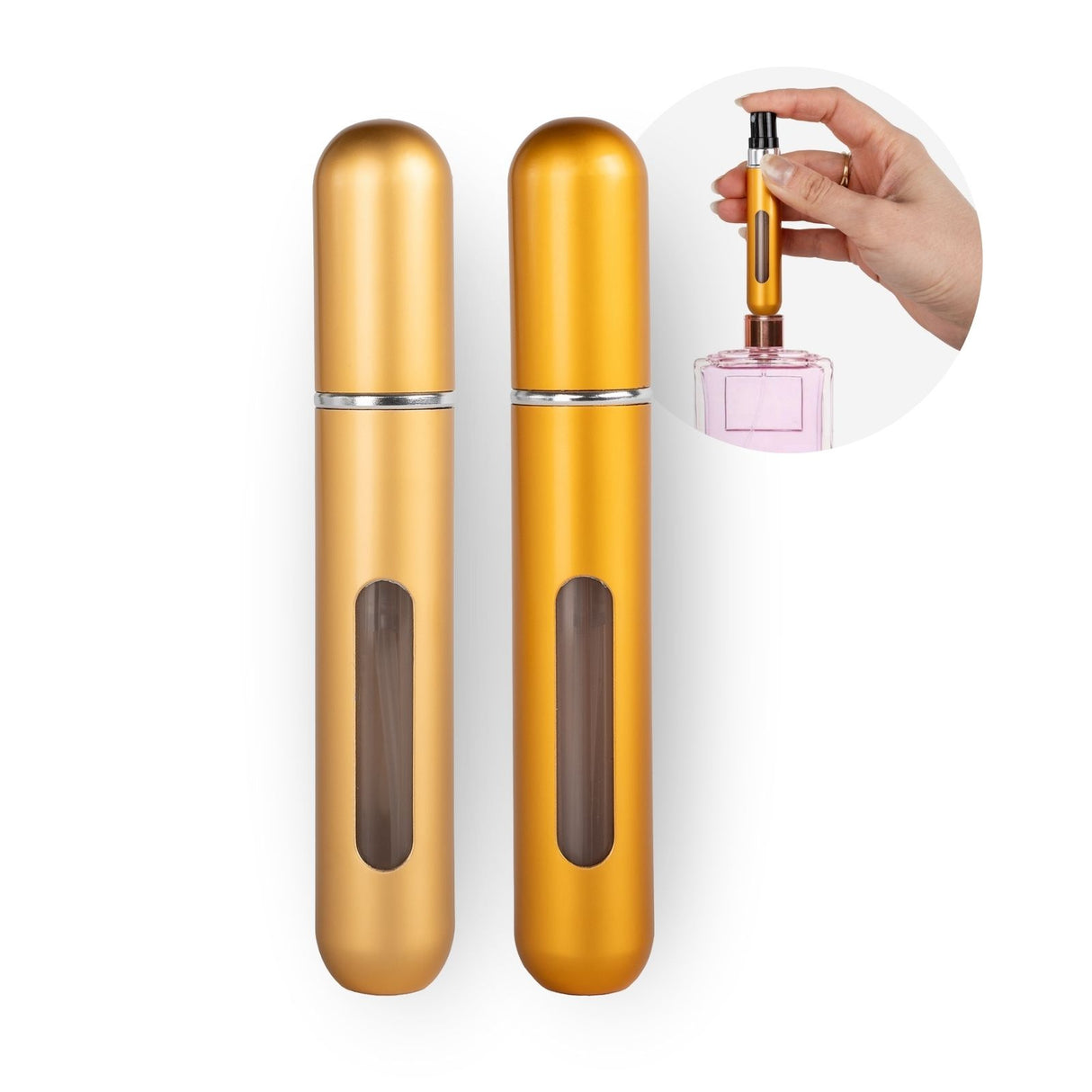 2er-Set Mini-Parfümzerstäuber 8ml Parfum Vaporisateur Goldig Matt-Goldig