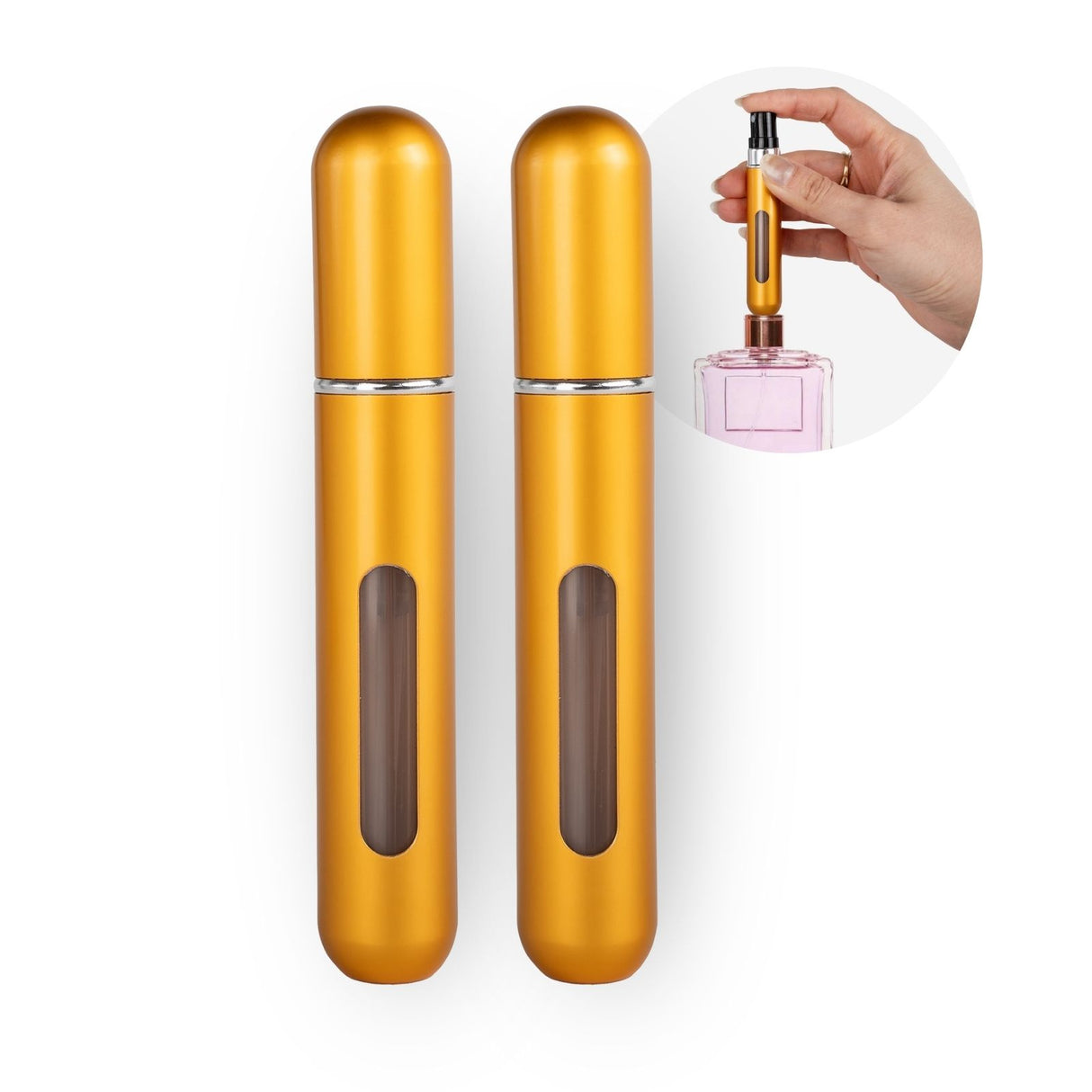 2er-Set Mini-Parfümzerstäuber 8ml Parfum Vaporisateur Matt-Goldig