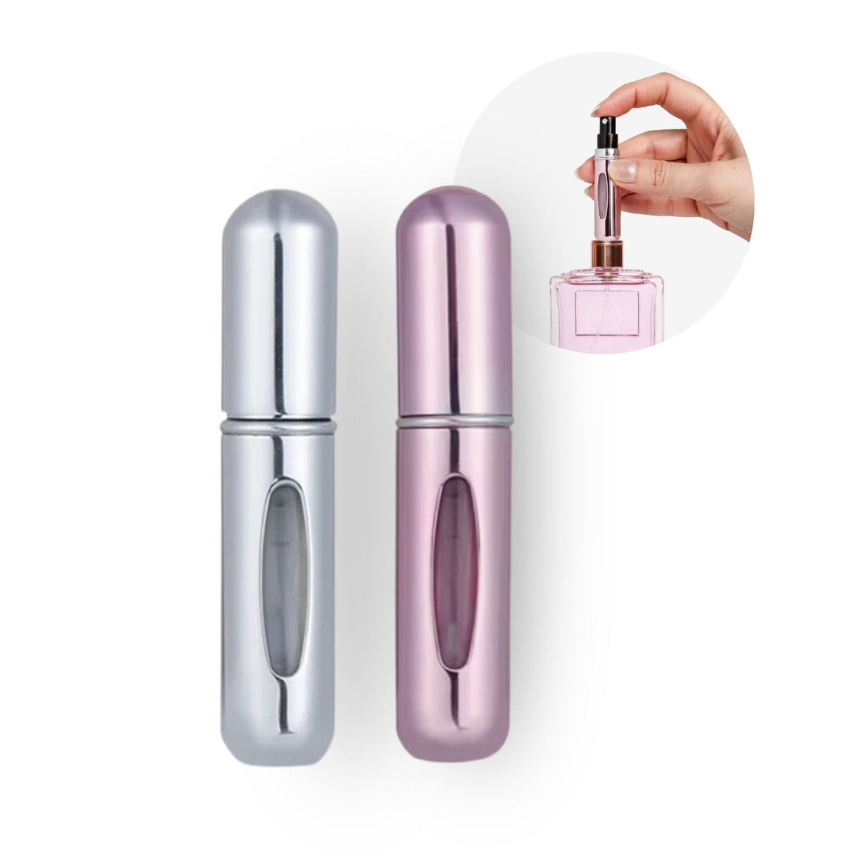 2er-Set Mini-Parfümzerstäuber 5ml Parfum Vaporisateur Pink Silbrig