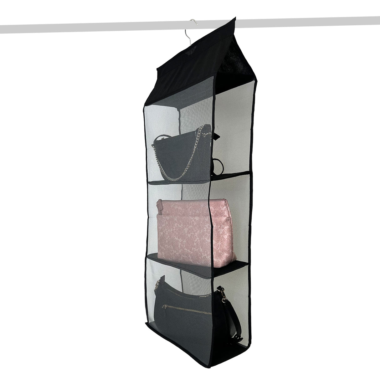 Handtaschen-Organizer zum Aufhängen Hängeaufbewahrung 3 Fächer Schwarz