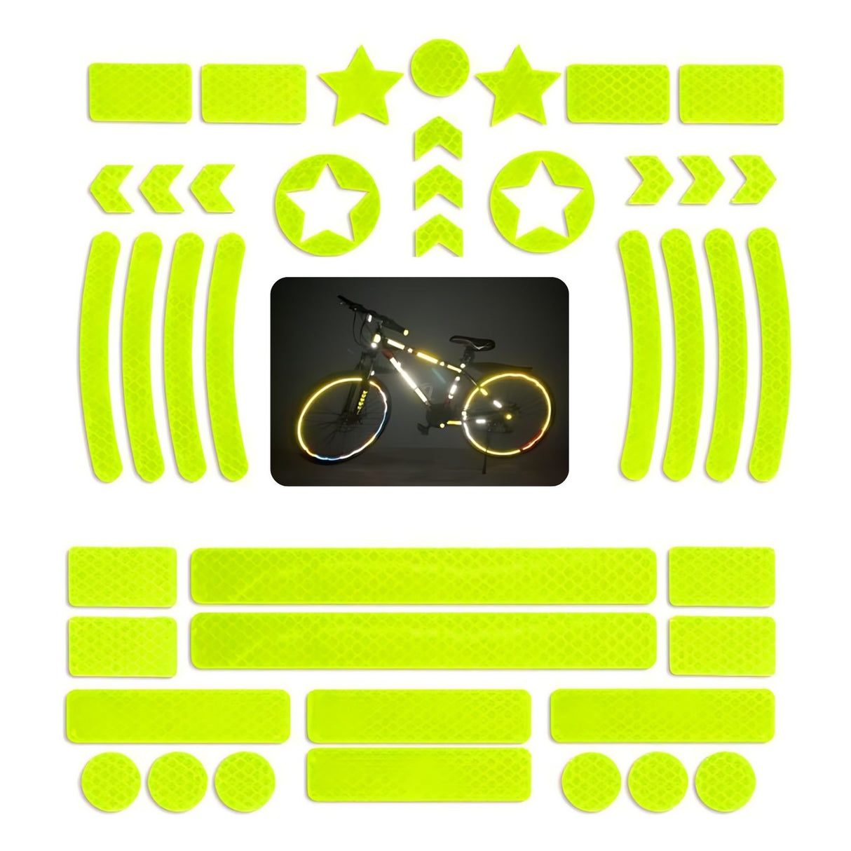 42-tlg. Set Leuchtaufkleber Reflektierende Sticker Reflektor-Sticker Veloaufkleber