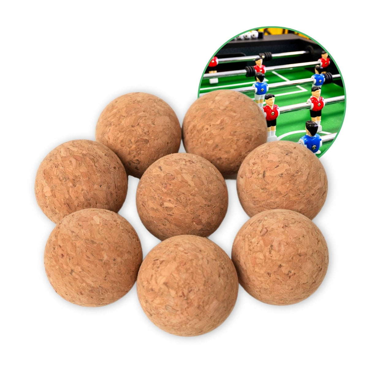 8er Set Tischkickerbälle aus Kork Mini-Fussbälle Tischfussball-Bälle Ersatz-Fussbälle