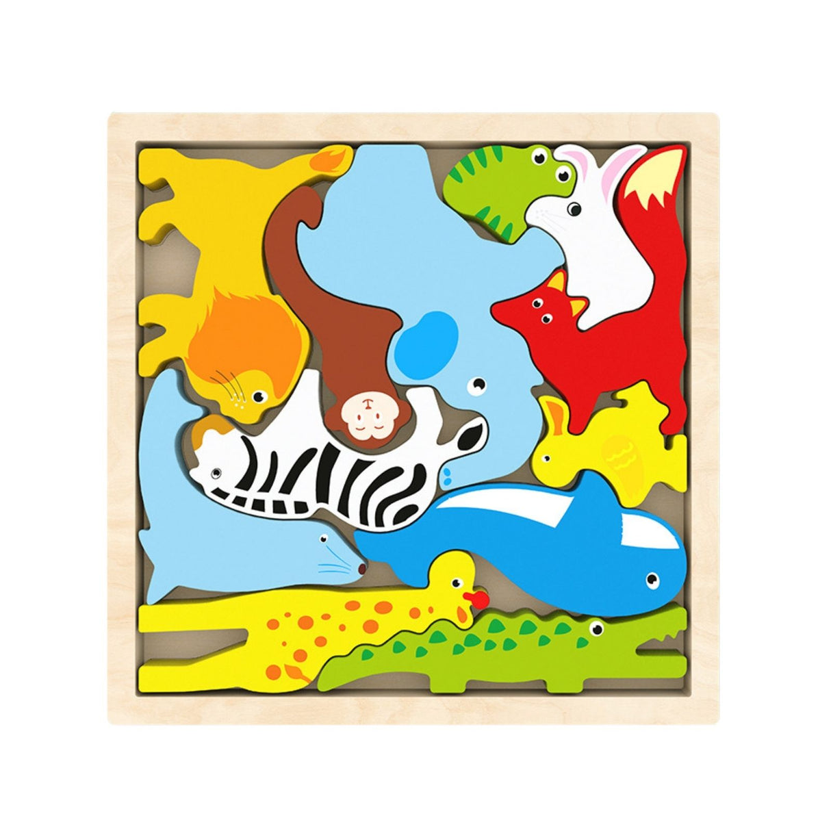 Tierpuzzle für Kleinkinder Holz-Puzzle Bildungsspielzeug