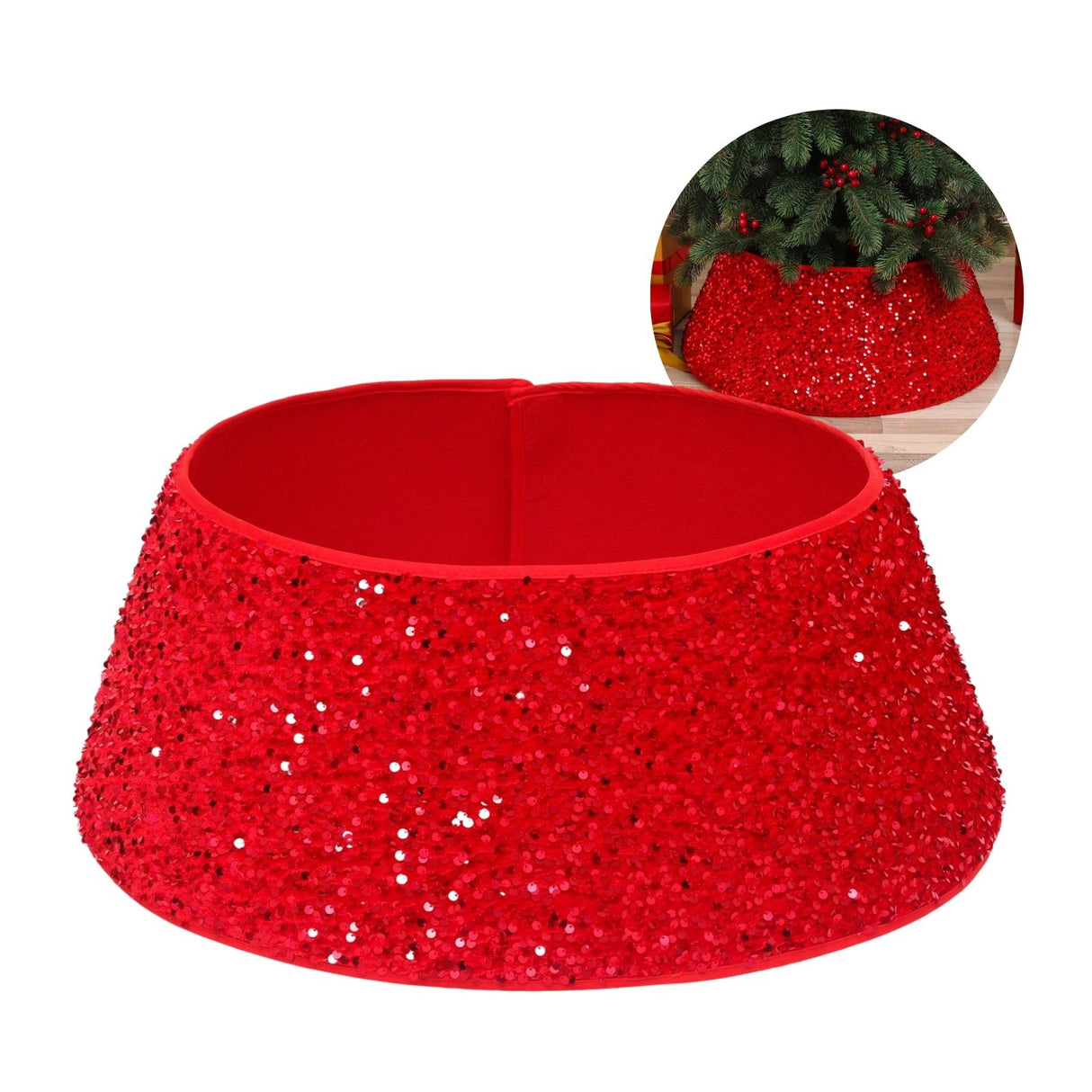 Baumständer-Verkleidung Pailletten-Muster Christbaumrock Weihnachtsbaumständer-Kragen