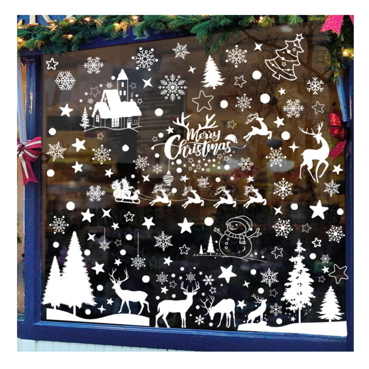 Fenstersticker Weihnachtsaufkleber Merry Christmas DIY Deko Glasfenster