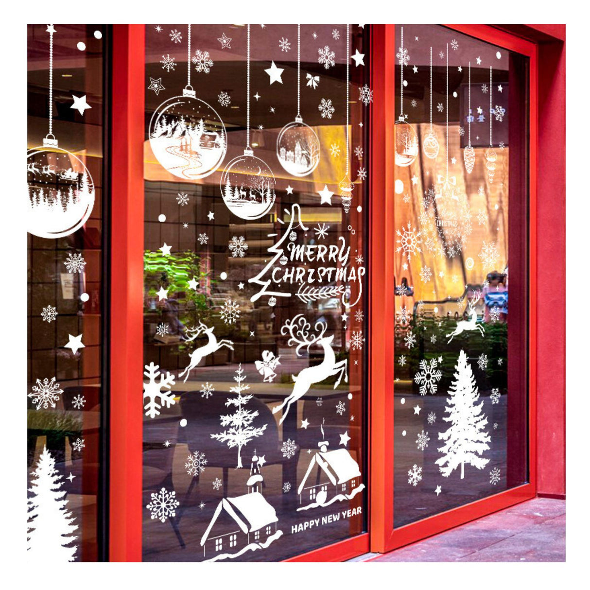 Fenstersticker Merry Christmas Happy New Year Weihnachtsaufkleber DIY Deko Glasfenster