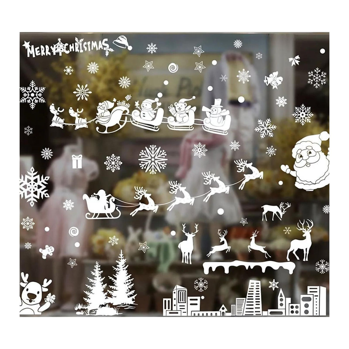 Weihnachtssticker klebbar mit festlichen Motiven Weihnachtsaufkleber Fensterbilder