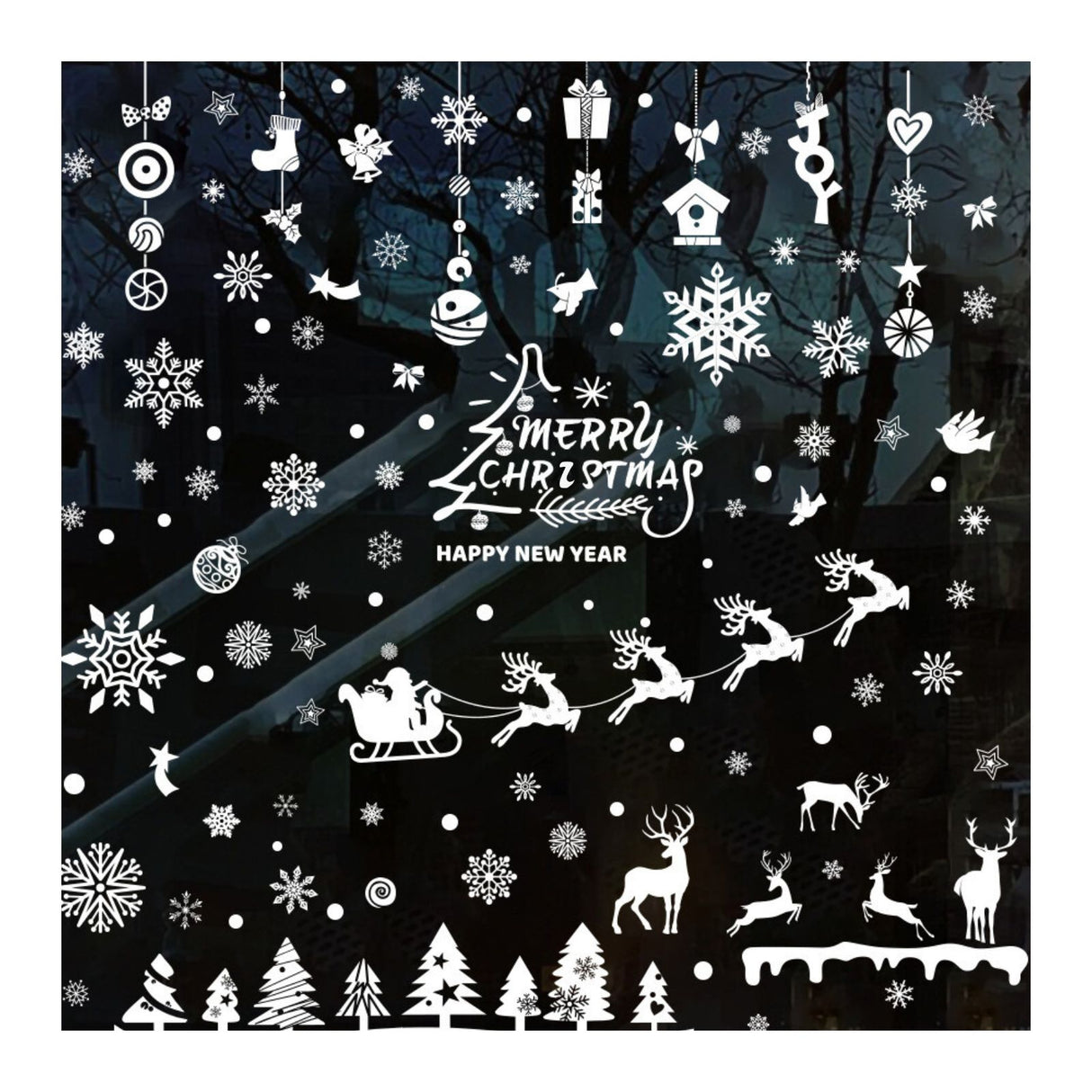 Fensterbilder Weihnachtssticker klebbar mit festlichen Motiven Weihnachtsaufkleber