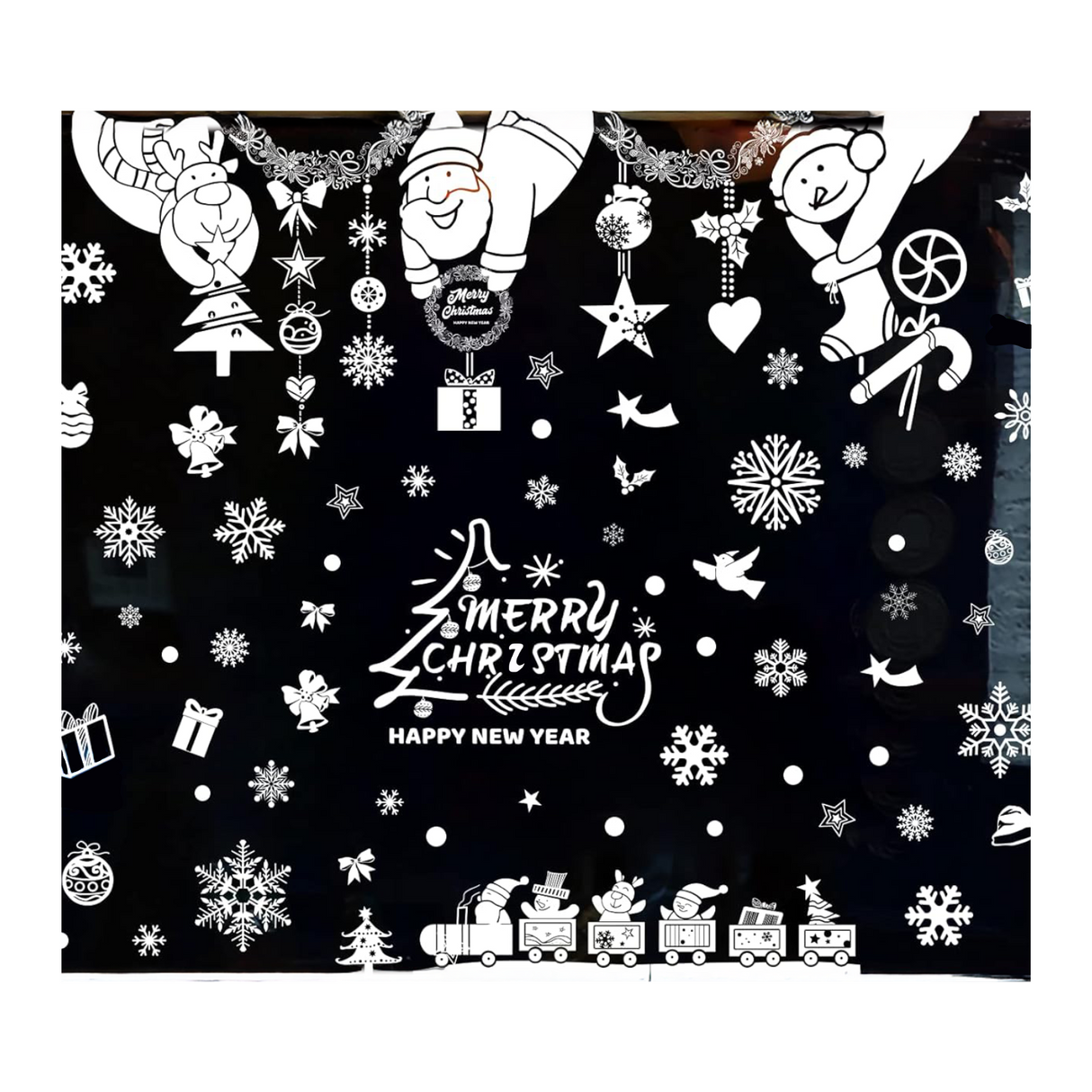 Weihnachtssticker Fensterbilder klebbar mit festlichen Motiven Weihnachtsaufkleber