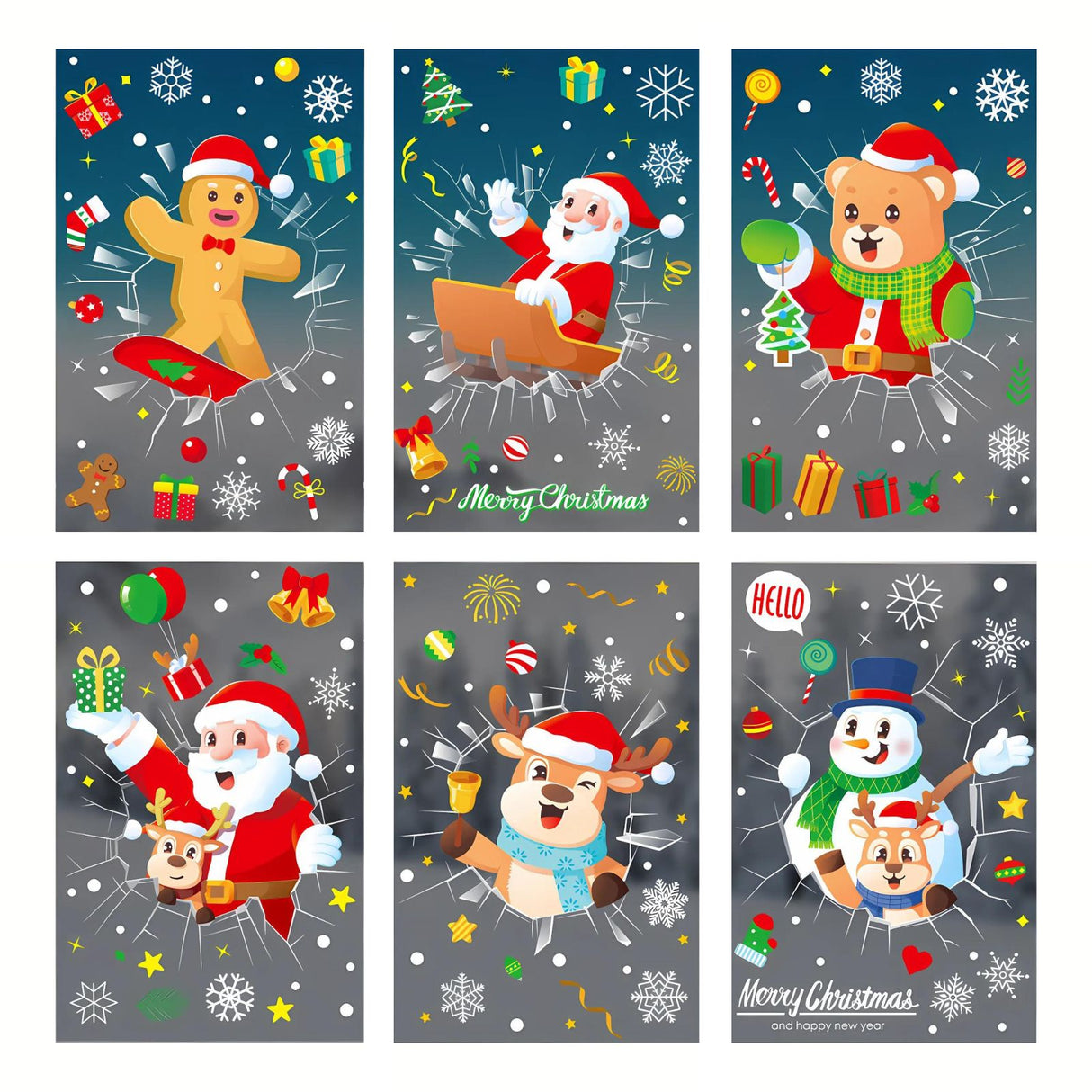 Fensterbilder Weihnachtsaufkleber für Fenster Weihnachtssticker Merry Christmas