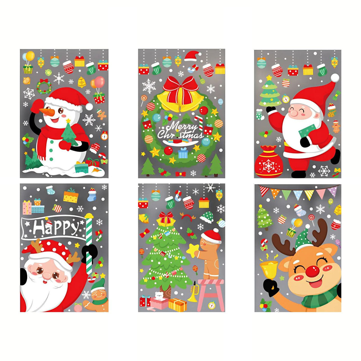 Fensterbilder klebbar Merry Christmas Weihnachtssticker für Kinderfenster Weihnachtsaufkleber