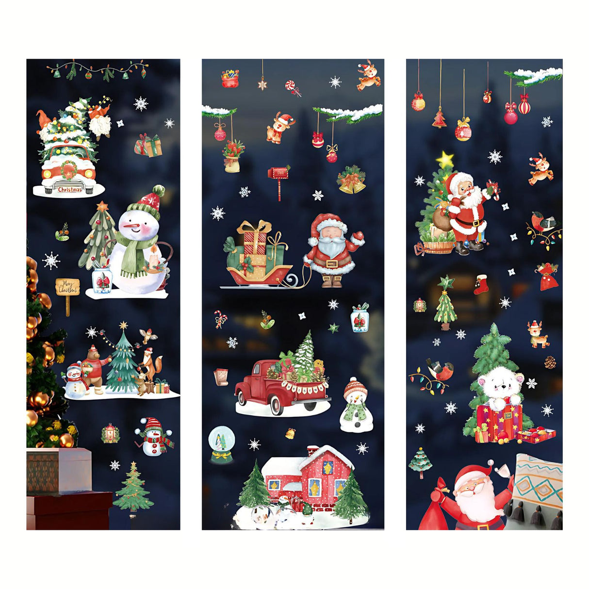 Fensterbilder klebbar für Kids Weihnachtssticker Weihnachtsaufkleber Fenster