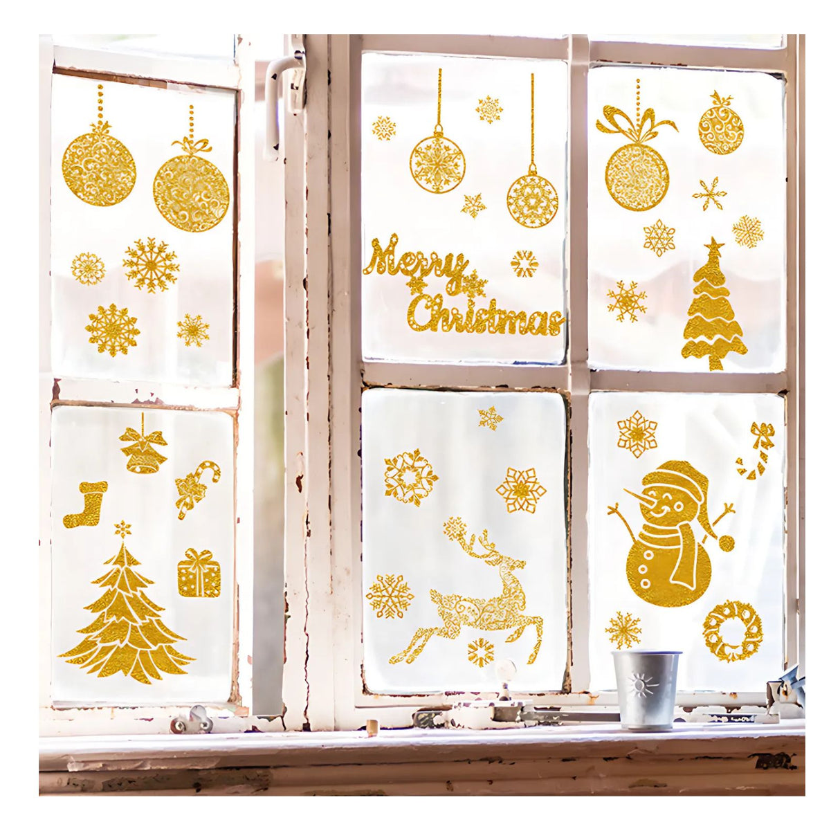 DIY Deko Weihnachtsaufkleber Fenstersticker Merry Christmas Happy New Year