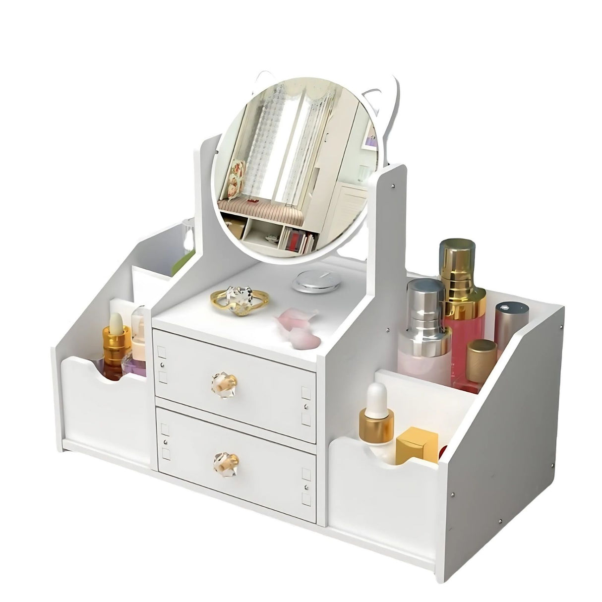 Kinder Spiel Make-up Spiegel Kosmetik-Aufbewahrungsbox Schmuck- und Beauty-Organizer