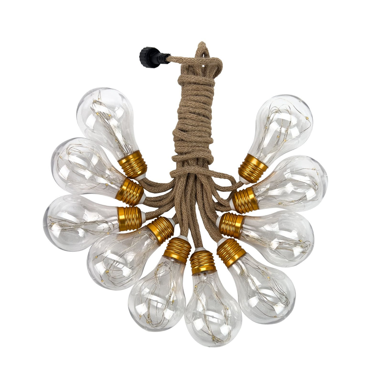 LED-Hanfseil-Lichterkette Solar-Leuchtkette Gartenbeleuchtung Lampe