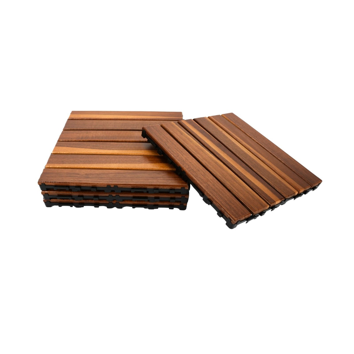 4er-Set Akazienholz-Fliesen Klickfliesen Bodenplatten Holzfliesen