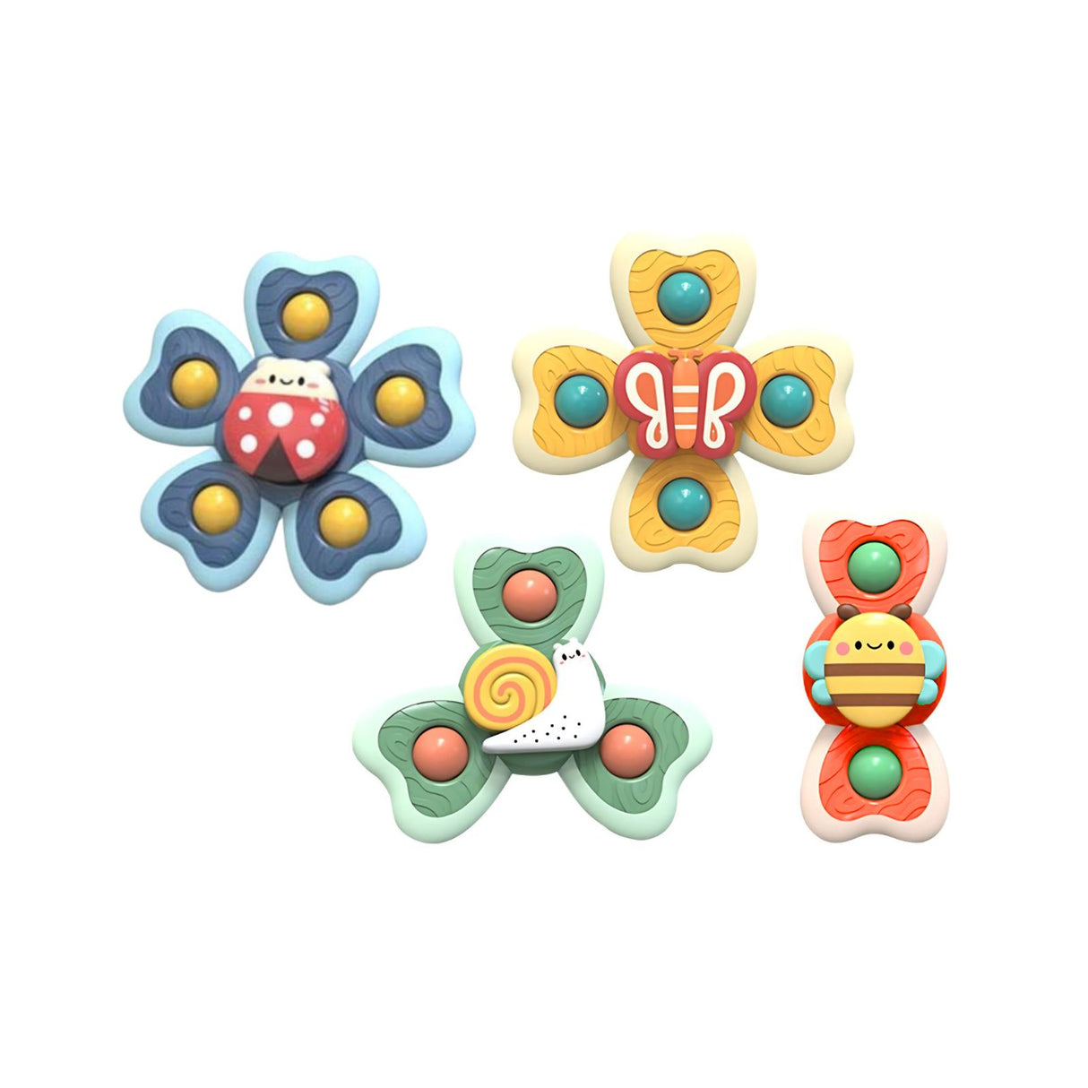 4er-Set Saugnapf-Kreisel Badespielzeug Fidget Spinner Babyspielzeug