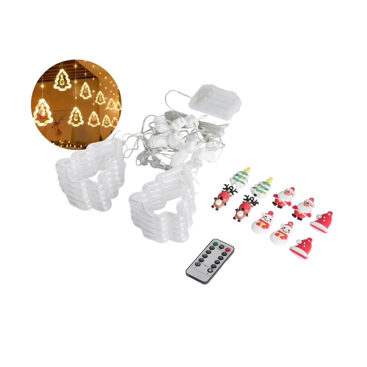 LED Weihnachtslichterkette 3m Leuchtkette mit Tannenbäumen Lichtvorhang