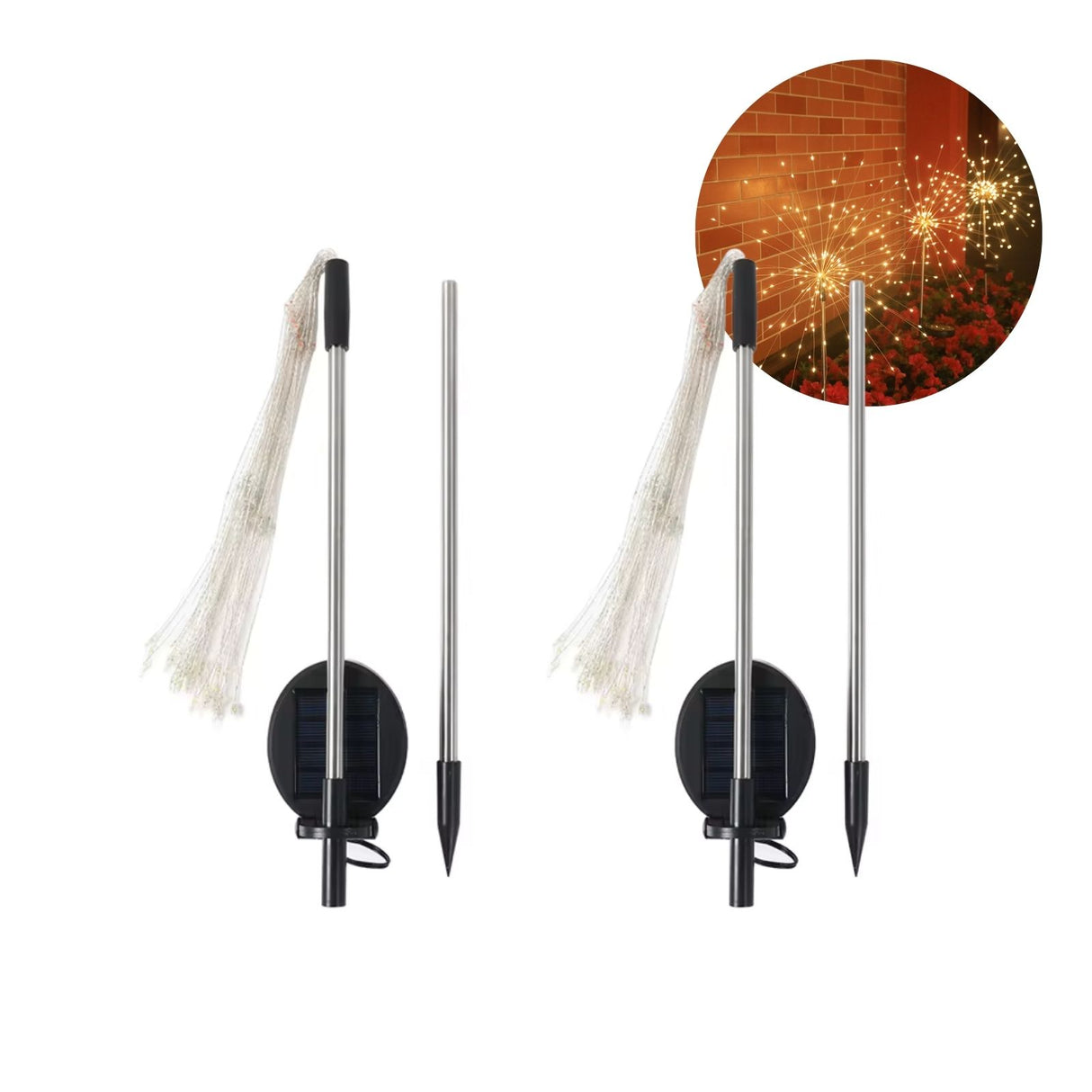 2er-Set LED Solar-Feuerwerkslichter Lichterkette Gartenleuchte Deko