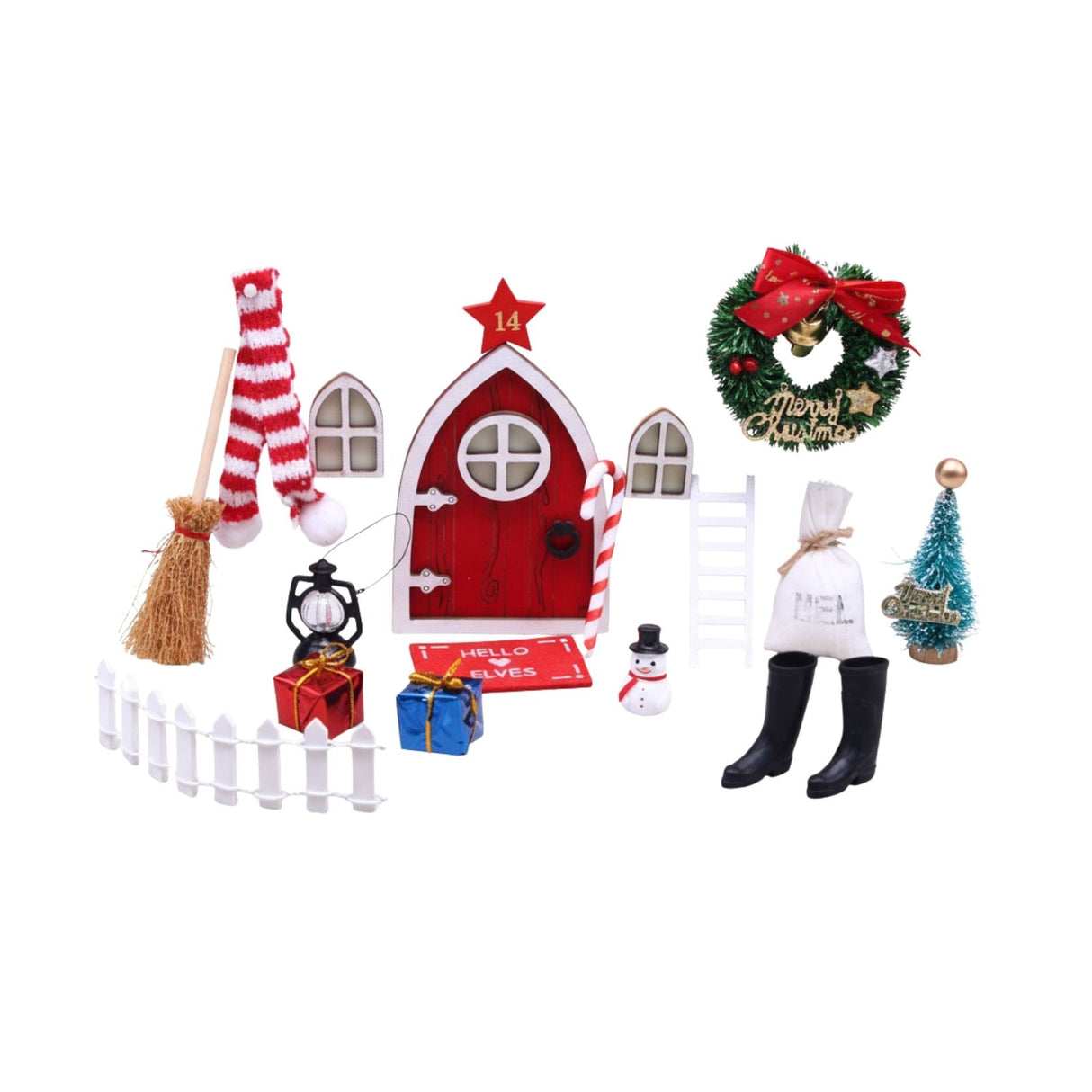 42-tlg. Wichteltür-Set Weihnachtsdeko Miniaturwelt Elfentür-Zubehör