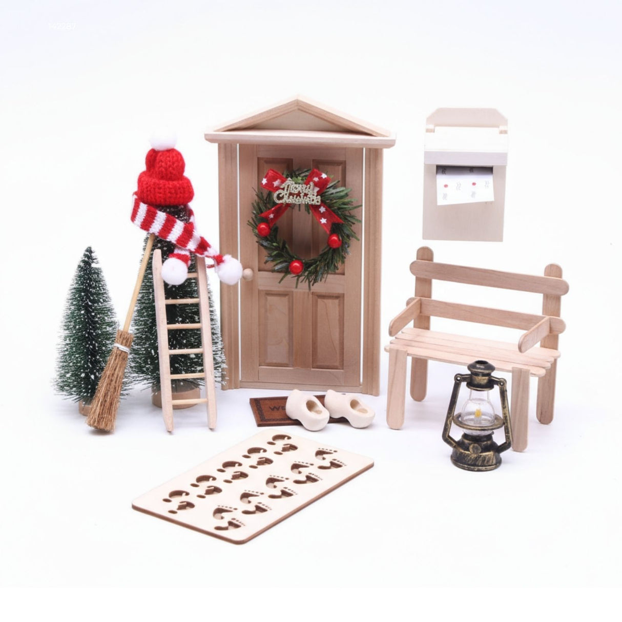 24-tlg. Wichteltür-Set Weihnachtsdeko Miniaturwelt Elfentür-Zubehör
