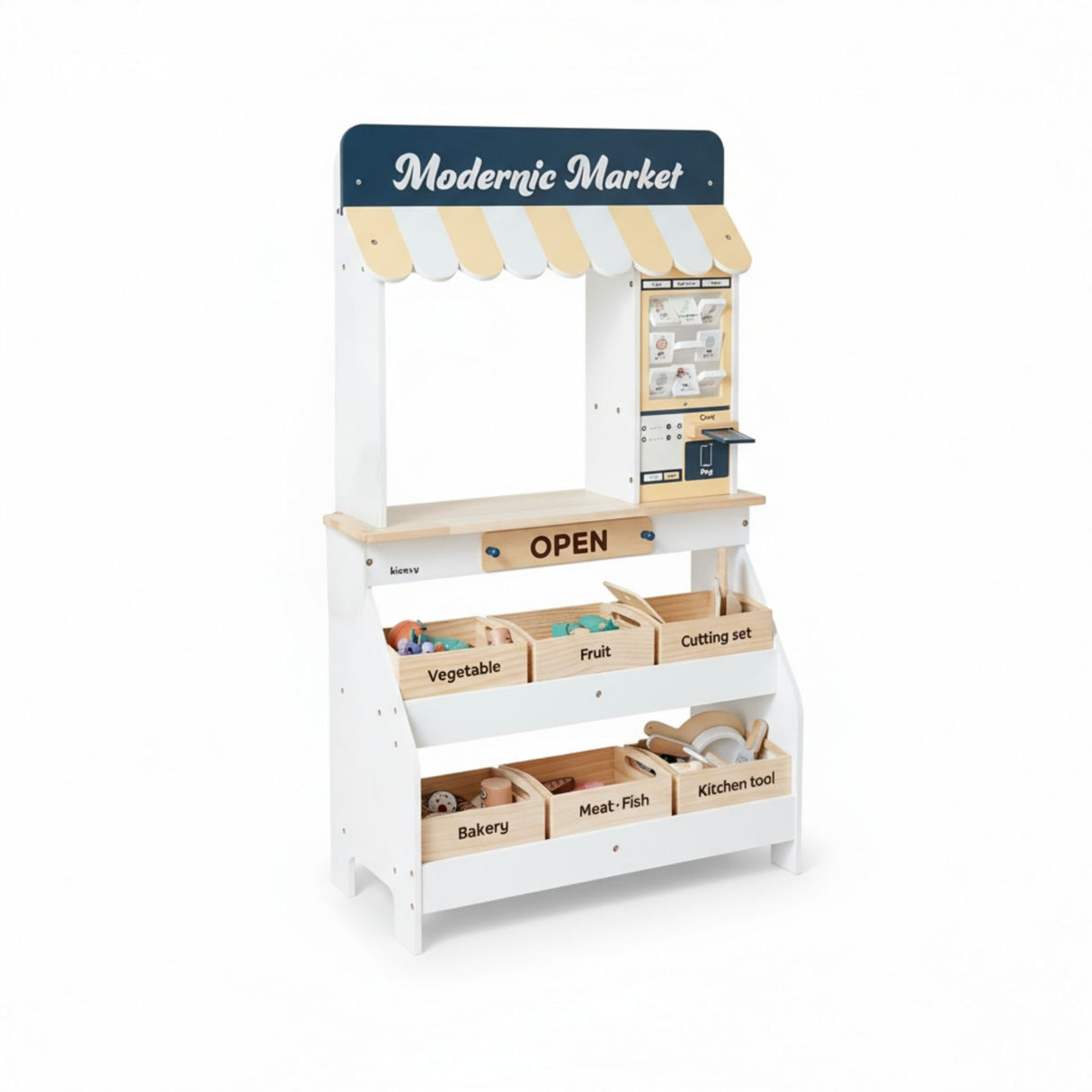 Holz-Kaufladen mit Zubehör Kinder Marktstand Kaufmannsladen