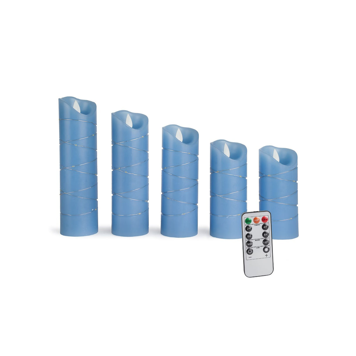 5er-Set LED Stumpenkerze mit Lichterkette Elektronische Echtwachskerze