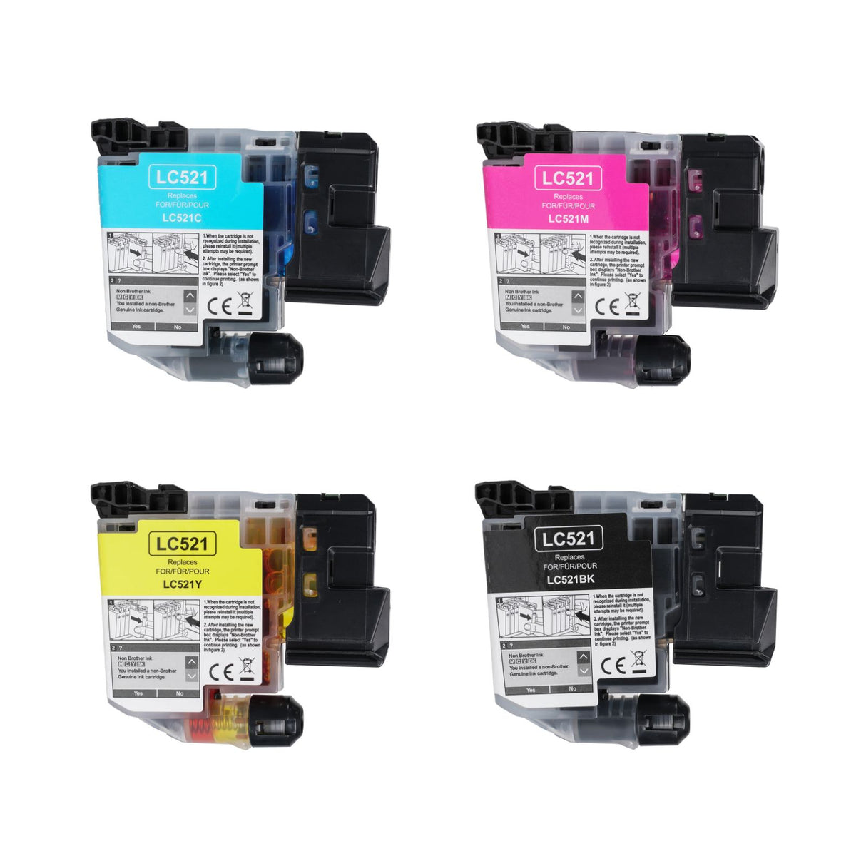 Alternative Tintenpatrone zu Brother LC521VAL Multipack 4er Set