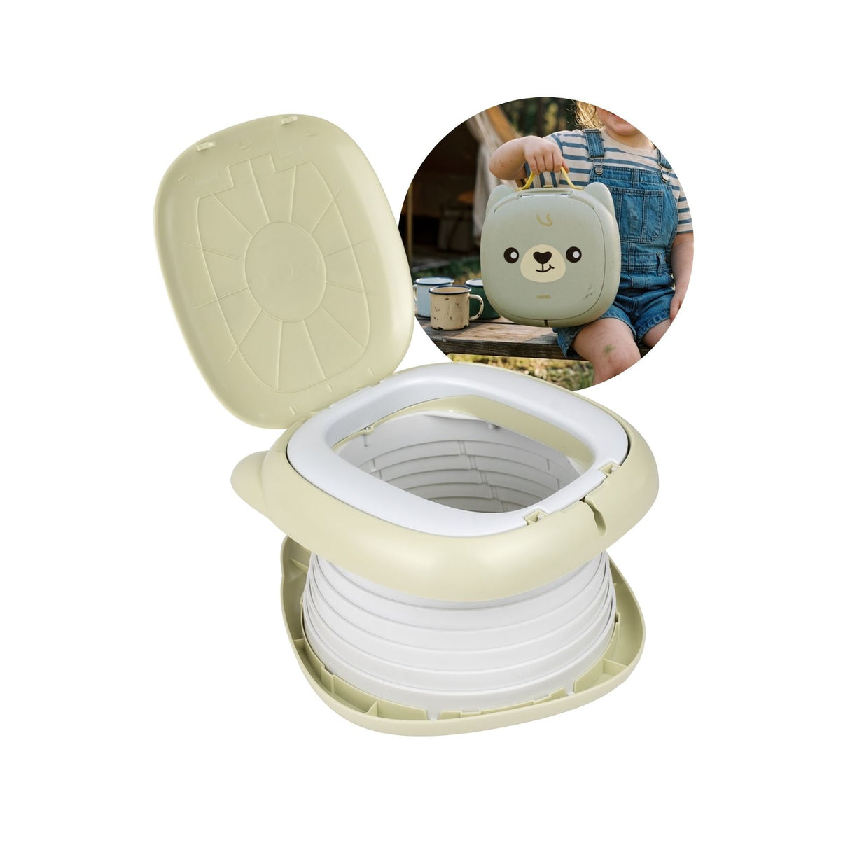 Tragbare Kindertoilette Bär Reise-Töpfchen Toilettentrainer Toilette