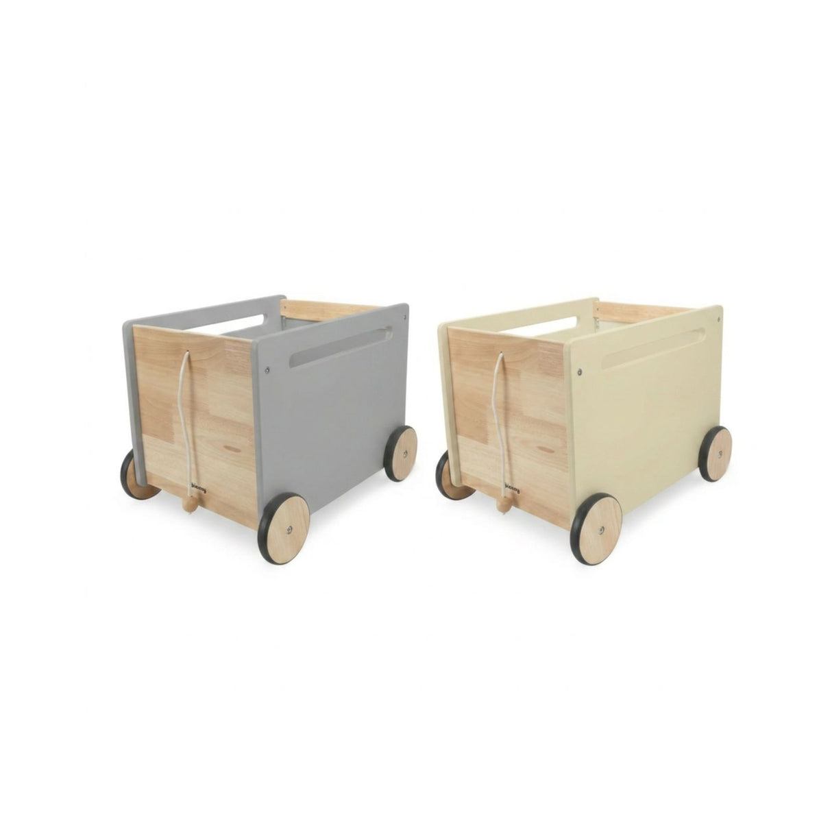 2er-Set Holz-Spielzeugkiste auf Rollen Bücherkiste Spielzeugtruhe