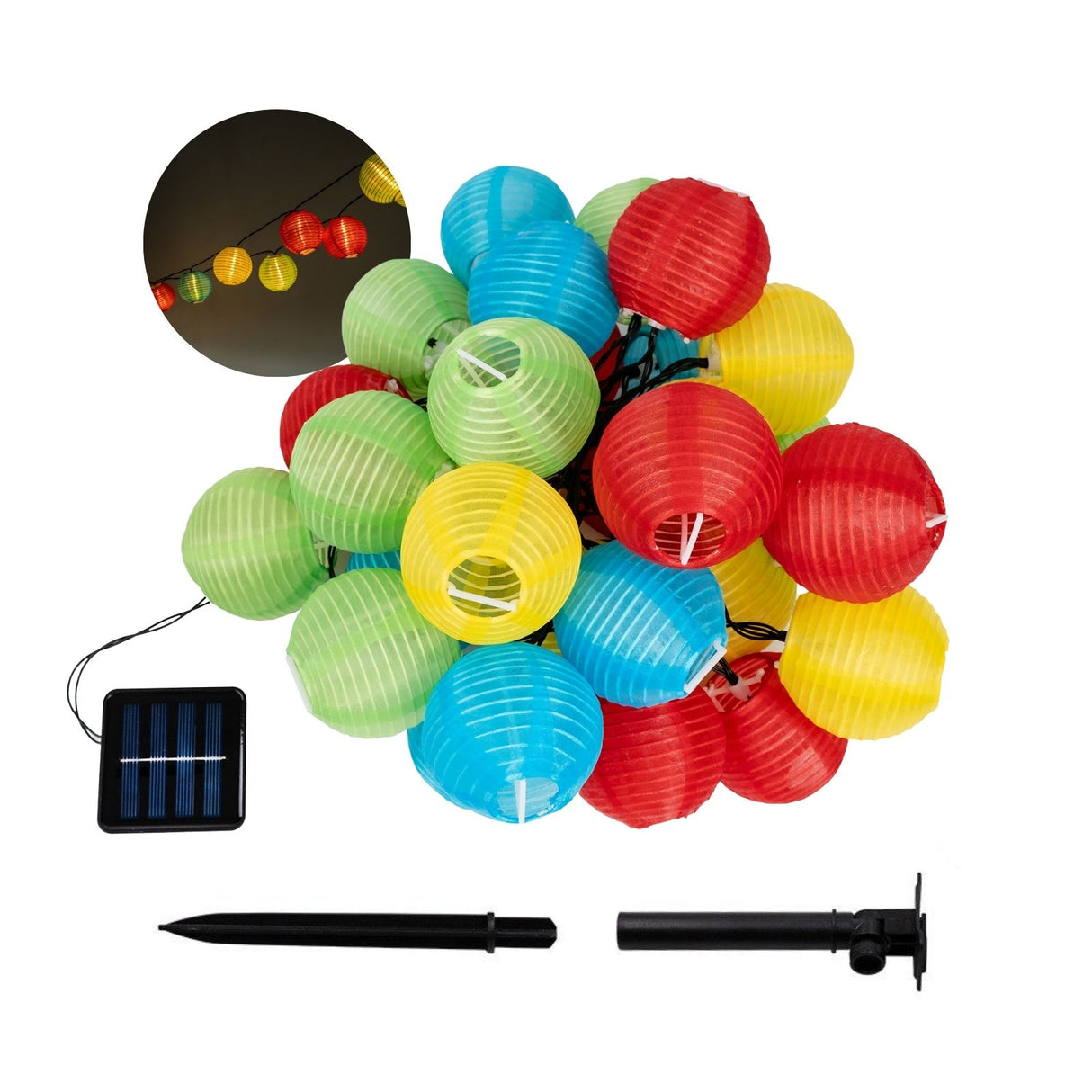 LED-Solar-Gartenbeleuchtung 6.5m Outdoorleuchte Lampion-Dekoleuchte