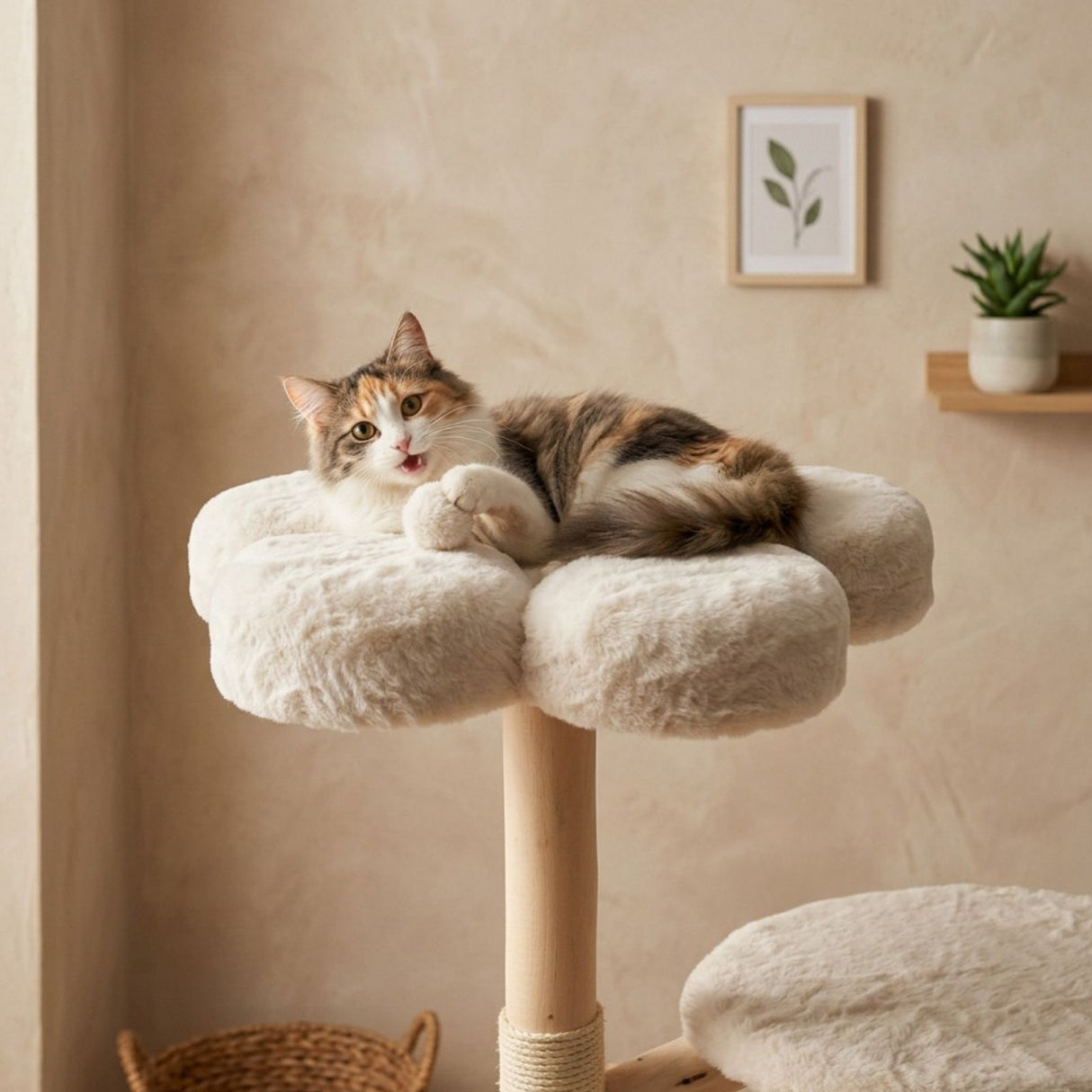 Kratzbaum mit Korb und Höhlen Katzenbaum Kletterbaum Katzenspielzeug