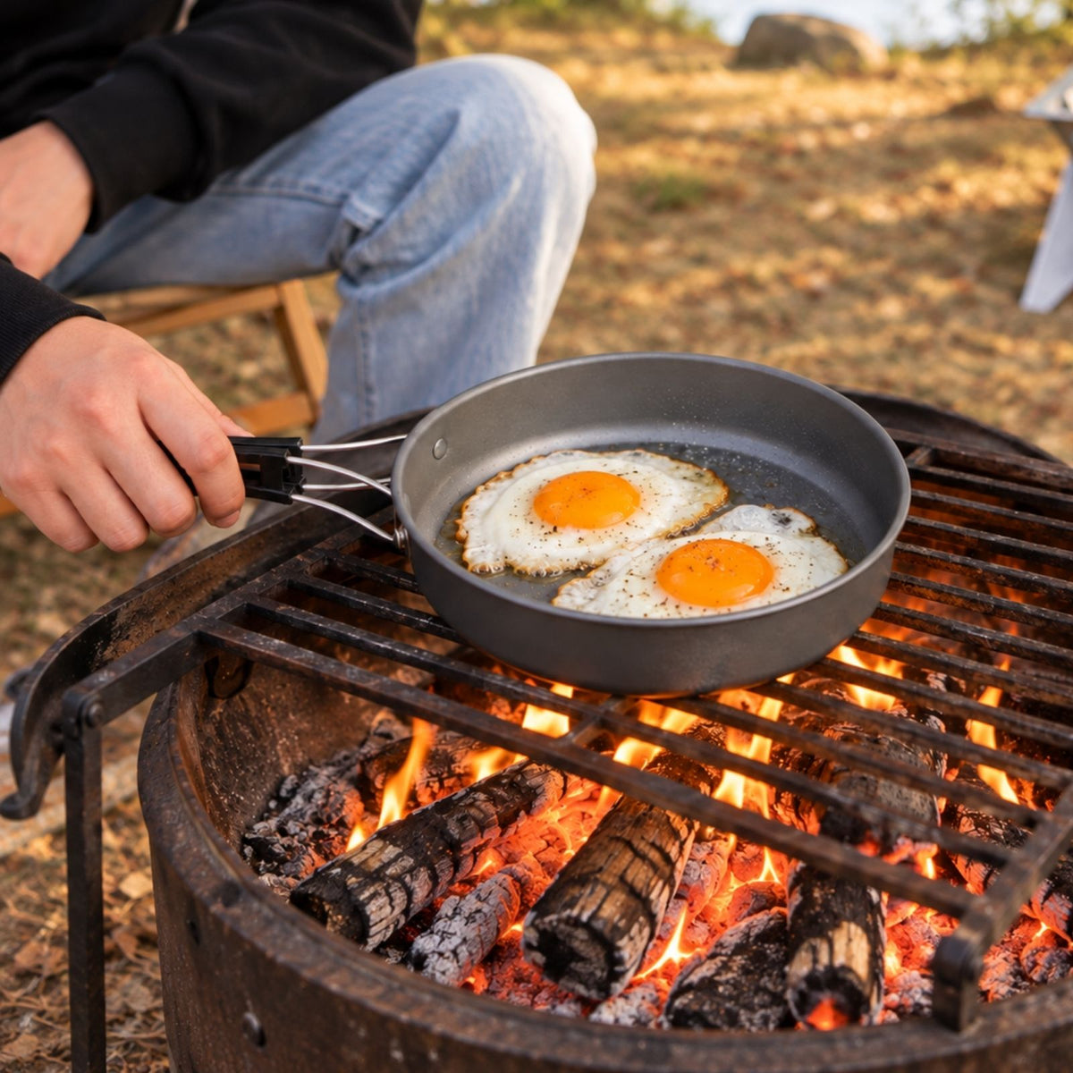 4-tlg. Campinggeschirr Outdoor-Kochgeschirr-Set Kochtopf Bratpfanne