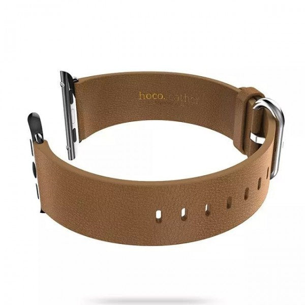 Apple Watch 44mm / 42mm HOCO Echtleder Armband Band mit Adapter BRAUN