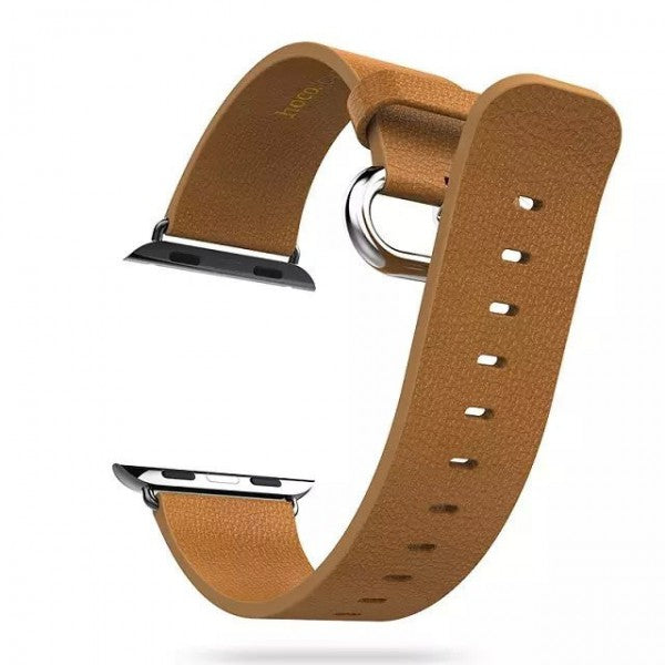 Apple Watch 44mm / 42mm HOCO Echtleder Armband Band mit Adapter BRAUN