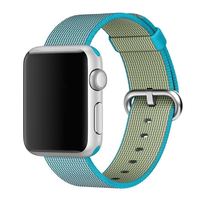 Apple Watch 44mm / 42mm Nylon Stoff Armband Schnalle mit Dorn BLAU Skyblue