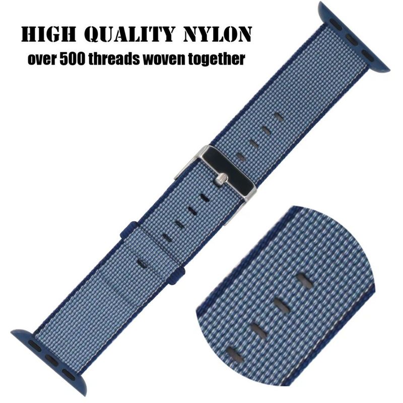 Apple Watch 44mm / 42mm Nylon Stoff Armband Schnalle mit Dorn BLAU Navyblue