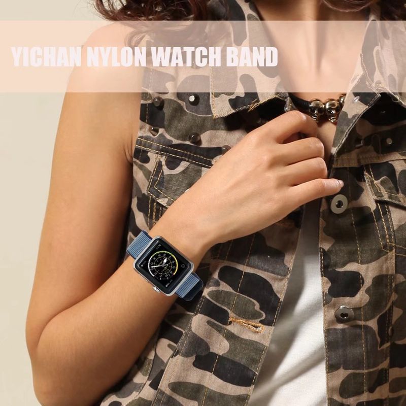 Apple Watch 44mm / 42mm Nylon Stoff Armband Schnalle mit Dorn BLAU Navyblue