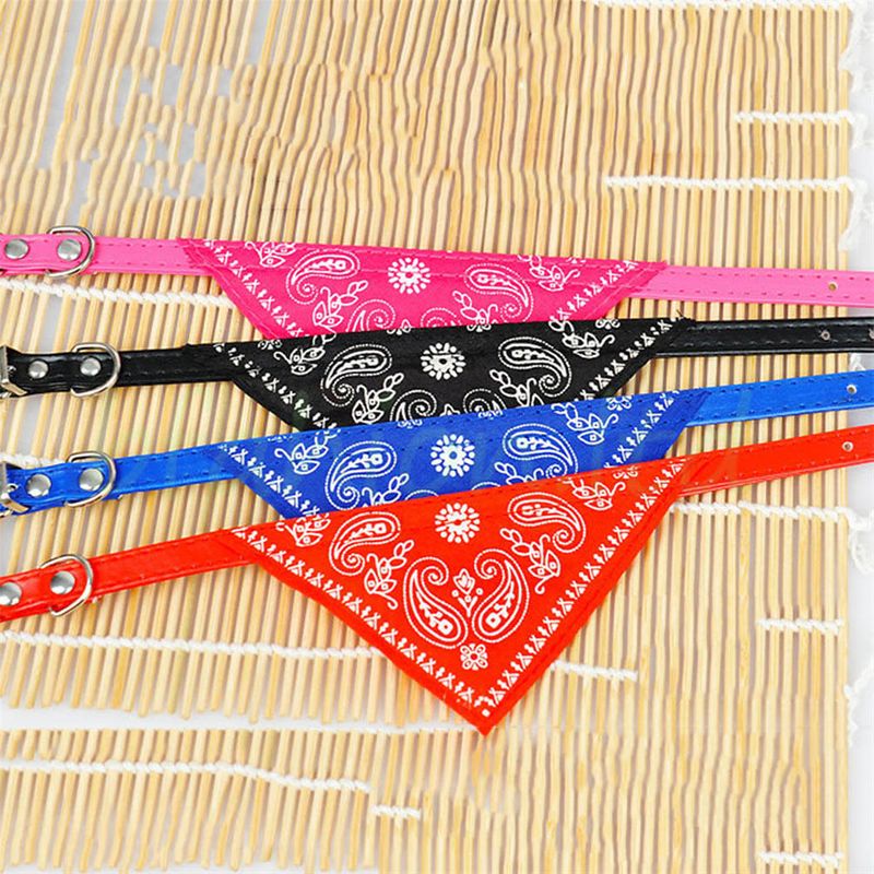 Hundehalsband mit Tuch Bandana Katze Einstellbar Leder Stoff M PINK