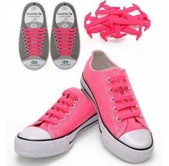 12 Lazy Shoelace Elastische Schnürsenkel Schuhband Sneaker Lauf Sportliche PINK