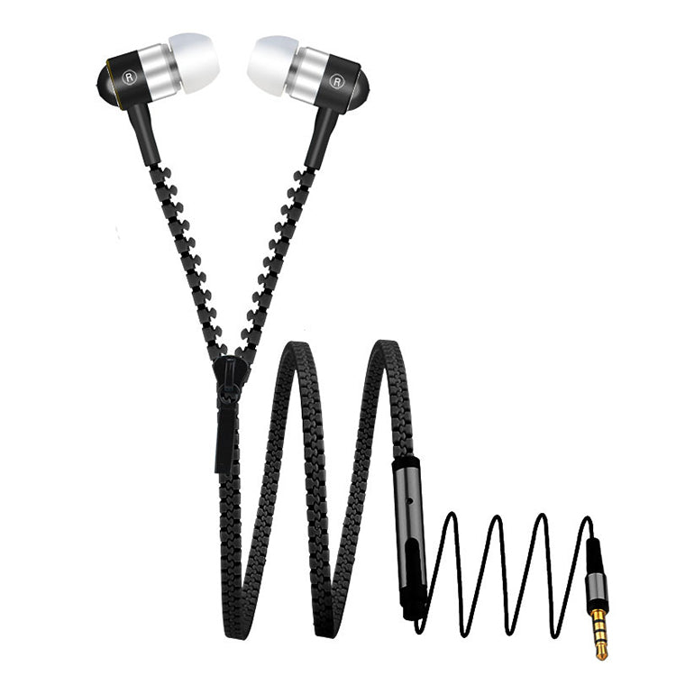 In Ear ZIPPER Headset mit Fernbedienung SCHWARZ für alle Android Smartphones