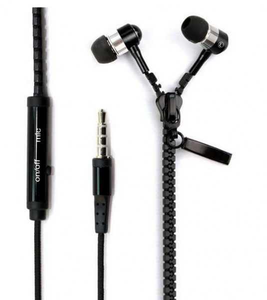 In Ear ZIPPER Headset mit Fernbedienung SCHWARZ für alle Android Smartphones