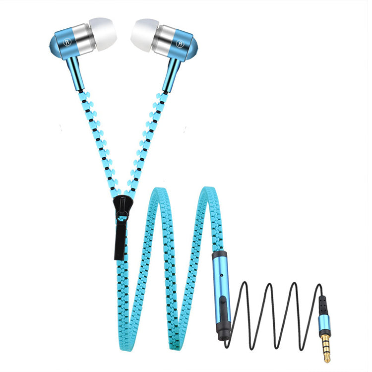 In Ear ZIPPER Headset mit Fernbedienung BLAU für alle Android Smartphones