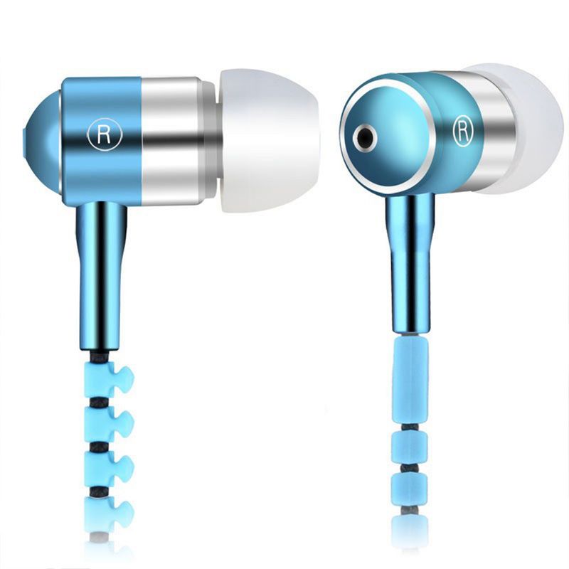 In Ear ZIPPER Headset mit Fernbedienung BLAU für alle Android Smartphones