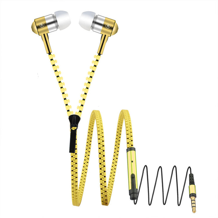 In Ear ZIPPER Headset Kopfhörer mit Fernbedienung GOLD GELB