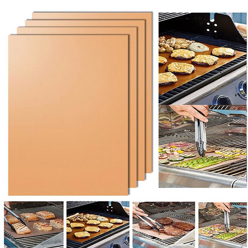 Grillmatte Grillfolie Antihaft Teflon 4 Stück Kupfer