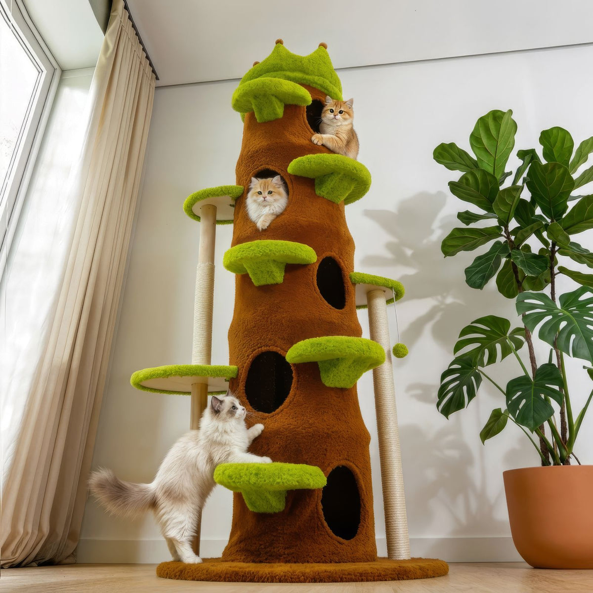 Kratzbaum mit Höhlen und Krone Katzenbaum Kratzmöbel Kletterbaum