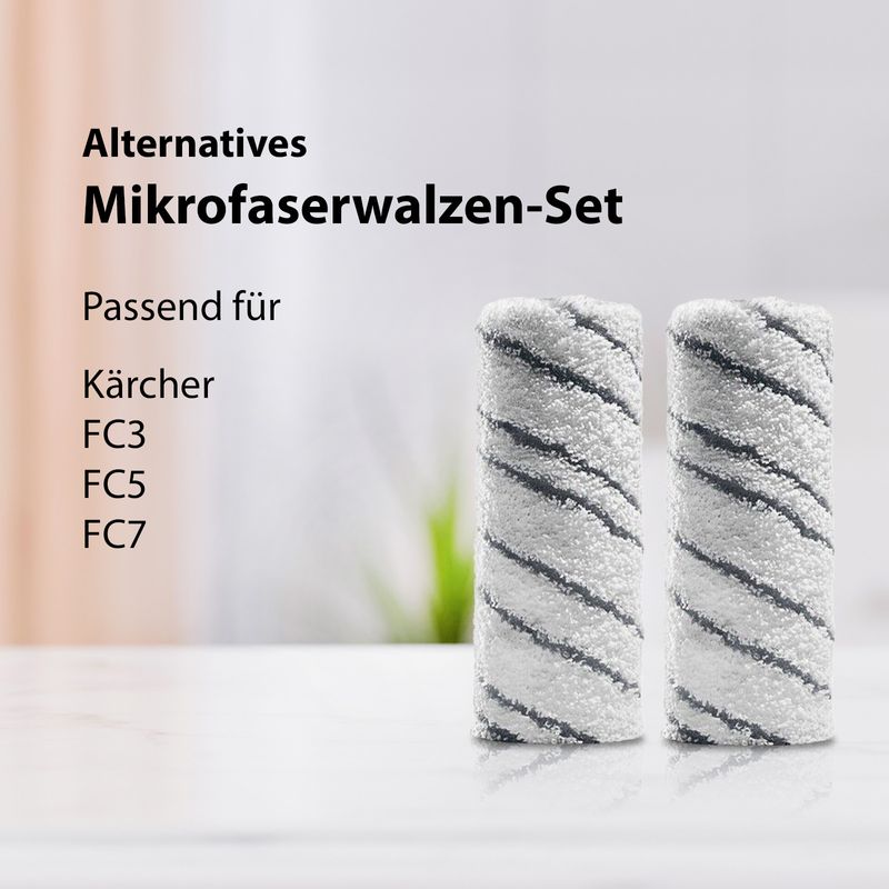Alternatives 2er-Set Mikrofaserwalzen für Kärcher Reiniger FC3 FC4 FC5 FC7