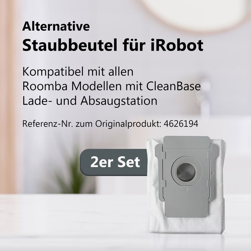 2er-Set Alternative Staubbeutel zu iRobot Roomba Serie i j s Clean Base